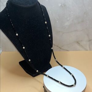 White House Black Market Elegant Black Beads & Pearl Necklace